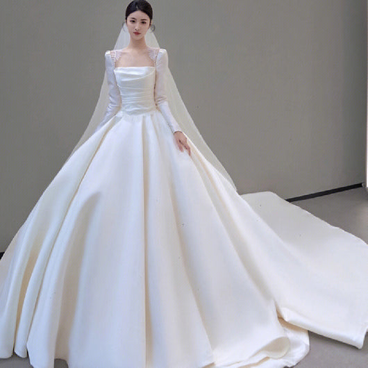 Vestido de Novia Satinado con Mangas Largas - Image 2