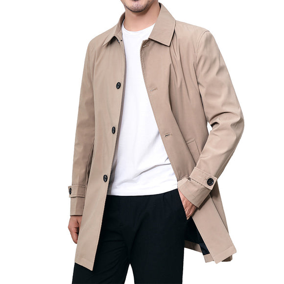 Abrigo Casual de Solapa Larga para Hombre - Cortavientos Versátil