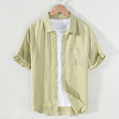 Camisa de Lino Puro para Hombre - Manga Corta Verano - Image 13