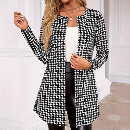 Abrigo Estampado Dos Estaciones para Mujer - Cuello Redondo Traje Pequeño - Image 18