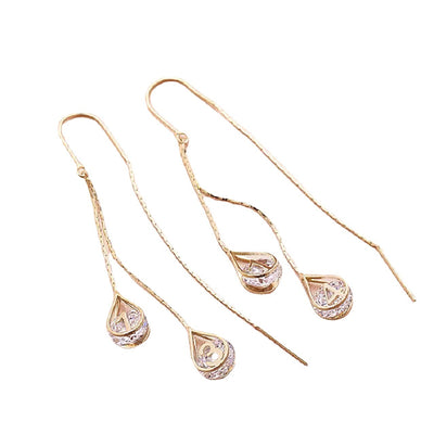 Aretes Colgantes de Circonita con Diseño de Gotas de Agua - Image 5