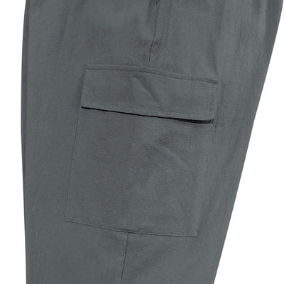 Pantalones Casuales de Algodón y Lino con Múltiples Bolsillos y Cordón Ajustable - Image 32