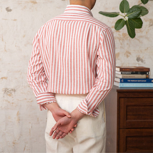 Camisa Ejecutiva Slim Fit a Rayas con Cuello de Lino - Image 2