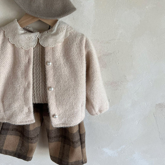 Blusa Infantil de Algodón Grueso con Cuello de Encaje - Image 13
