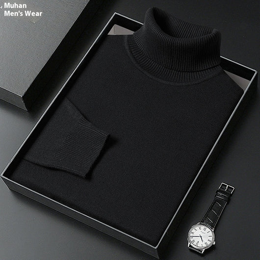 Suéter Cuello Alto para Hombre - Abrigo Básico Invierno Colores Sólidos - Image 26