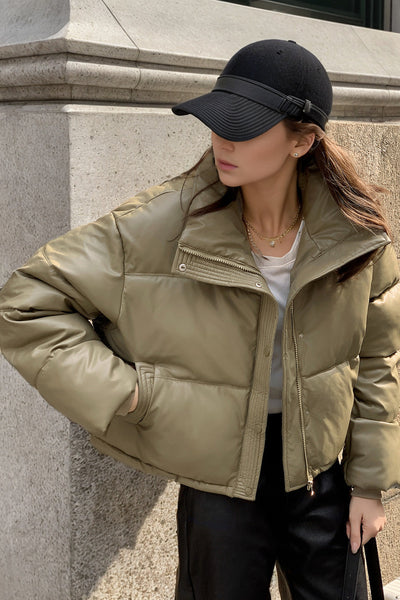 Chaqueta Acolchada de Cuero Desechable Invierno Europea y Americana - Image 27