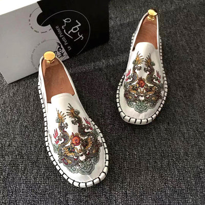Zapatos Hombre Transpirables con Bordado Étnico y Suela Antideslizante