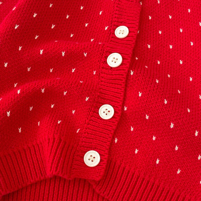 Cardigan Tejido Jacquard Rojo para Niña - Abrigo Elegante Otoño - Image 21