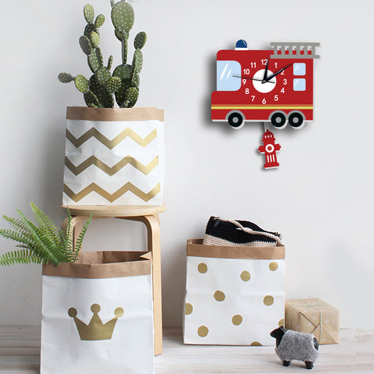 Reloj de Pared Decorativo Camión de Bomberos con Péndulo Animado - Image 14