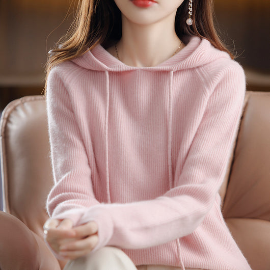 Suéter Cashmere con Capucha para Mujer - Pullover Holgado - Image 9