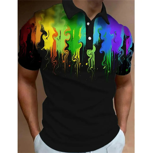 Playera Casual de Verano para Hombre con Estampado 3D Arcoíris - Image 11