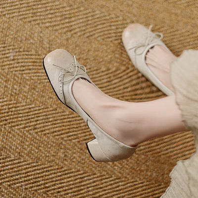 Zapatos de Cuero para Mujer con Tacón Medio y Moño Delicado - Image 15