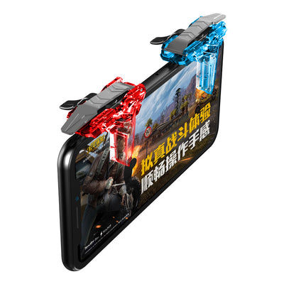 Gold and transparent mobile gaming triggers with wing-like designs for enhanced smartphone gameplay. - Image 7
