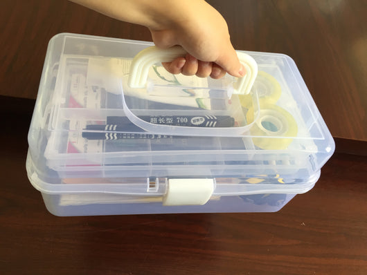 Caja de herramientas artística de 2 niveles con compartimentos - Image 26