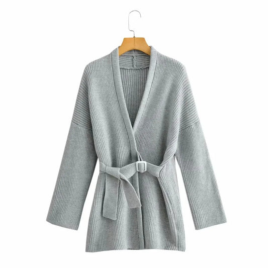 Chaqueta de Punto para Mujer con Cinturón Integrado