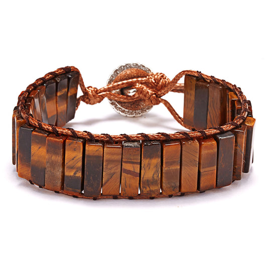 Pulsera de Cuero Tejida a Mano con Piedra Imperial Coloreada - Image 6