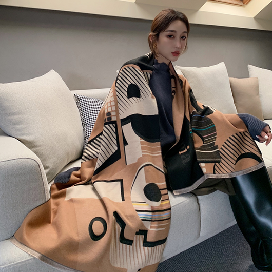 Bufanda Cálida con Diseño Jacquard de Letras para Mujer - Image 3