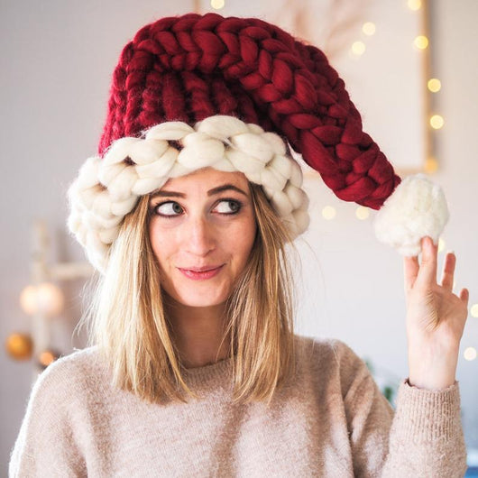 Gorro Navideño de Felpa con Pompón - Gorro Invierno Cálido para Toda la Familia