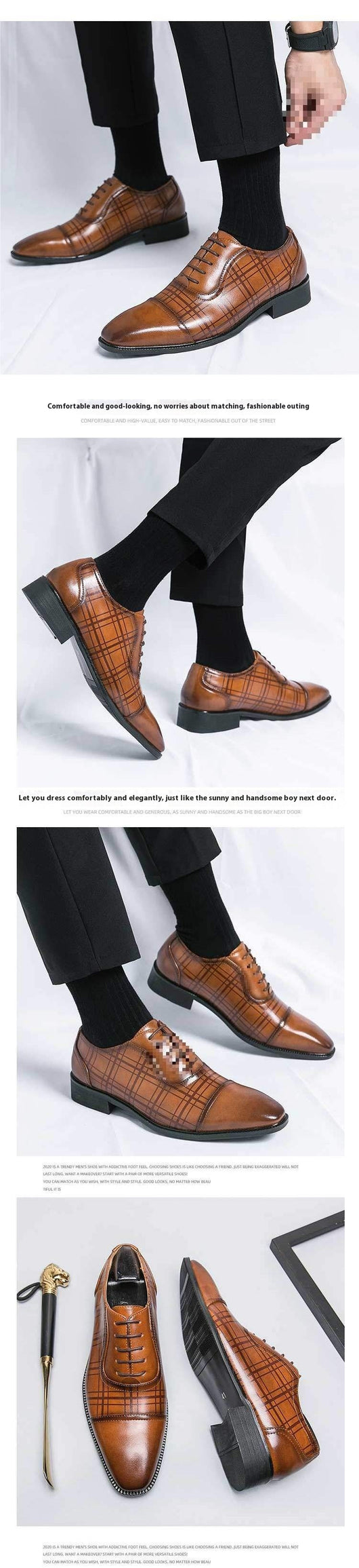 Zapatos de Cuero Ejecutivos Estilo Británico Punta Cuadrada Transpirables - Image 9