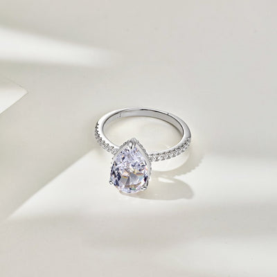 Anillo de Circón Gota de Hielo Plateado para Mujer - Image 9