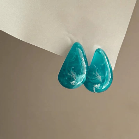Aretes Gotas de Agua Mint Azul Estilo Retro Francés en Acrílico