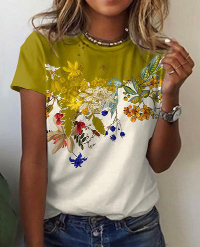 Blusa Estampada de Bloques de Color con Cuello Redondo - Image 3