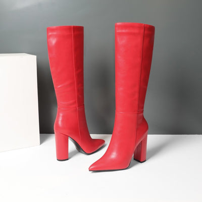 Botas Altas de Tacón Grueso Punta Afilada para Otoño e Invierno - Image 18