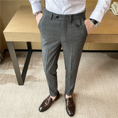 Pantalón de Vestir Slim Fit Cuadros Clásicos Británicos - Elegancia Coreana para Hombre - Image 4