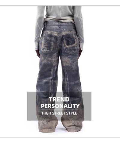 Jeans Rectos Lavados con Patrón Distressed en Tonos Neutros - Image 21