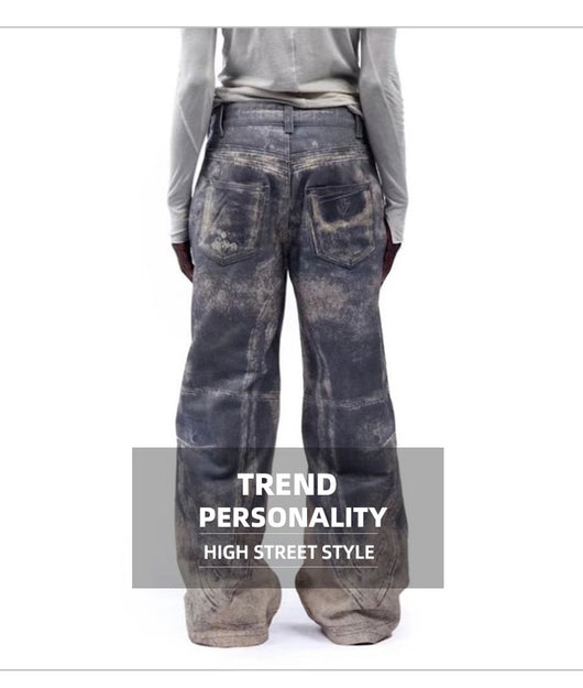 Jeans Rectos Lavados con Patrón Distressed en Tonos Neutros - Image 21