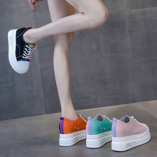 Zapatos Blancos Elevadores de Altura con Suela Gruesa - Otoño Multiusos
