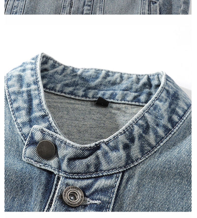 Chaleco Denim Lavado para Hombre con Cuello de Pie - Image 17