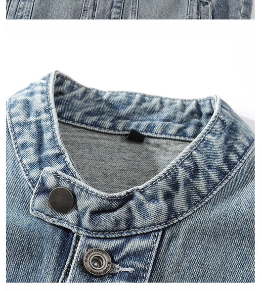 Chaleco Denim Lavado para Hombre con Cuello de Pie - Image 17