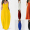 Vestido Talla Grande con Escote Profundo y Tirantes Ajustables