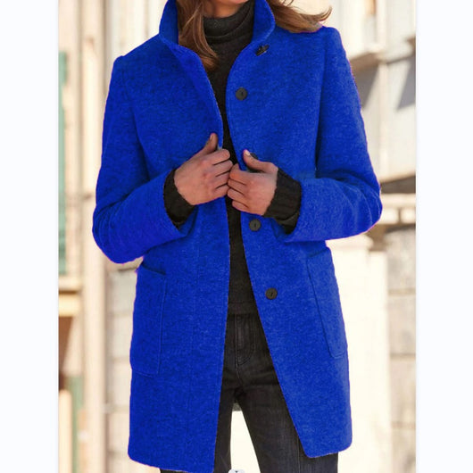 Abrigo de Lana con Cuello de Pie y Bolsillos - Casual para Otoño Invierno - Image 20