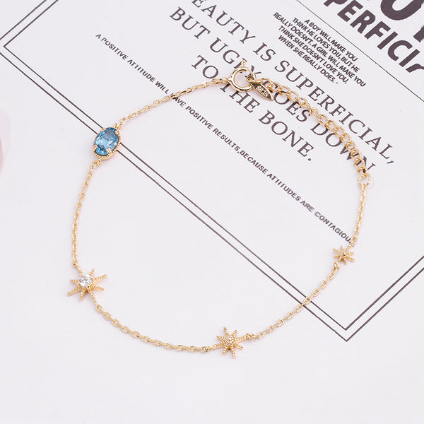 Pulsera Topacio Azul Cielo Estrellado para Mujer