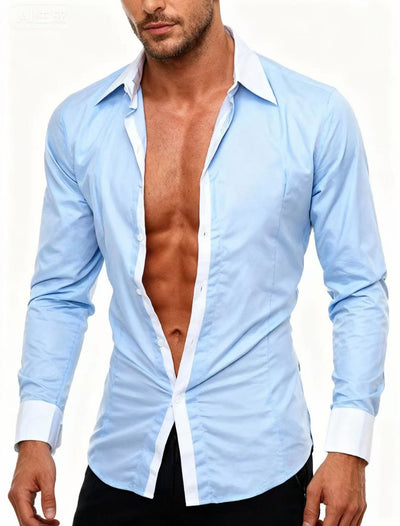 Camisa Ejecutiva Bicolor de Manga Larga para Adolescentes