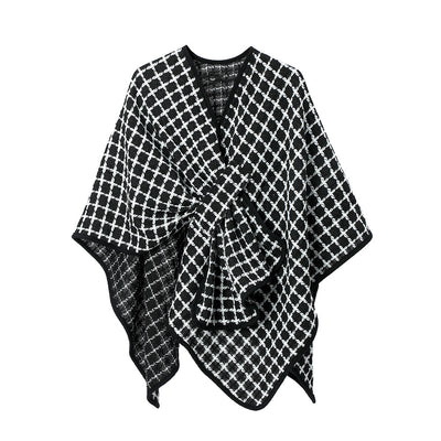 Chal Cuadros Blanco y Negro con Hebilla y Cierre - Image 6