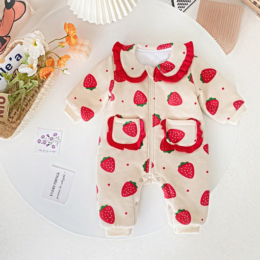 Enterizo Acolchado para Bebé Niña con Estampado de Fresas - Image 12