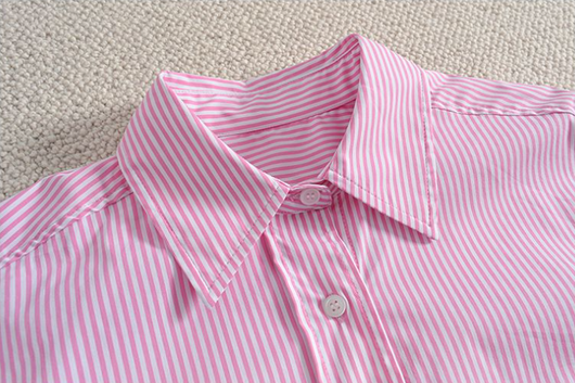 Camisa Suelta de Algodón a Rayas con Manga Larga para Mujer - Image 14
