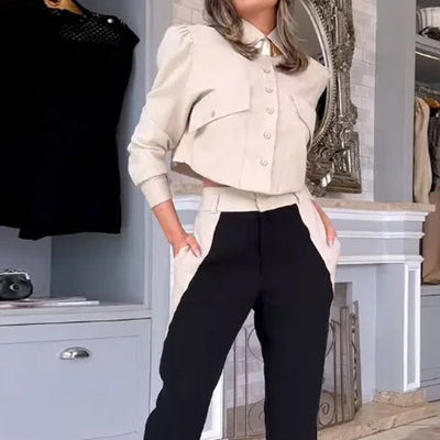 Conjunto Elegante: Blusa de Manga Larga y Pantalón - Image 9