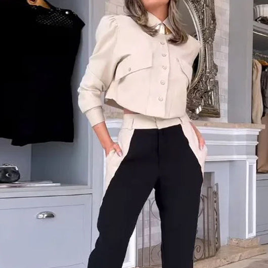 Conjunto Elegante: Blusa de Manga Larga y Pantalón - Image 9