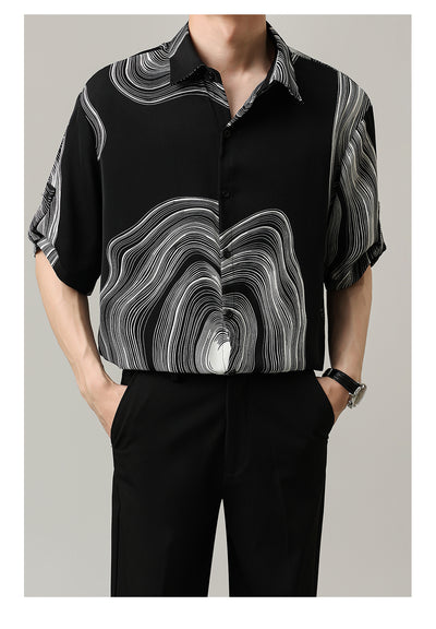 Camisa Casual Hombre Manga Corta Contraste Retro Suelta - Image 15