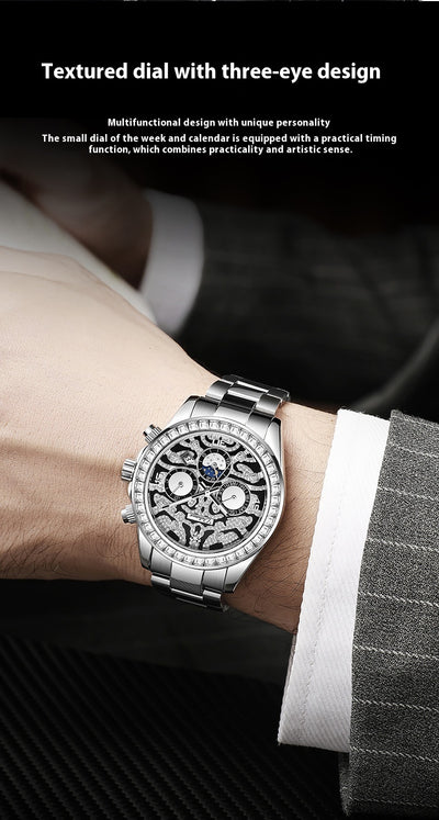 Reloj Mecánico Automático Hombre con Calendario Sol Luna Estrella Resistente al Agua - Image 15