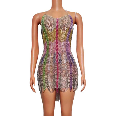 Vestido de Fiesta con Cadena de Perforación - Deslumbrante Atuendo para Celebraciones - Image 5