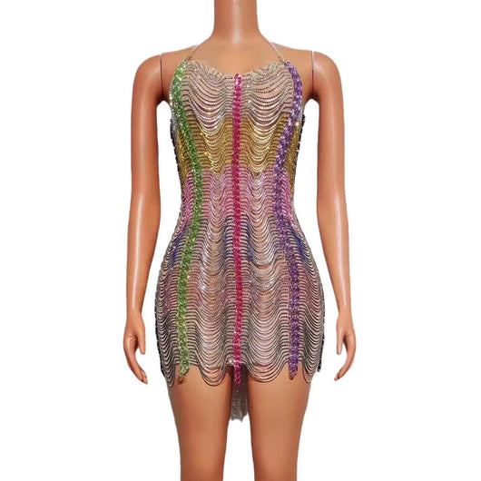 Vestido de Fiesta con Cadena de Perforación - Deslumbrante Atuendo para Celebraciones - Image 5