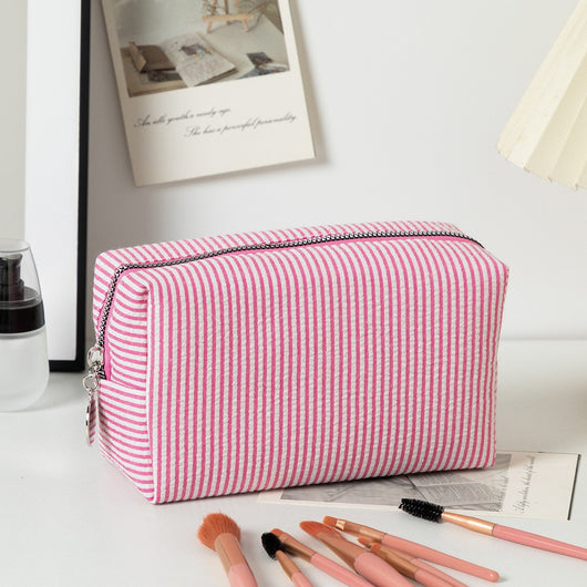 Bolsa de Cosméticos de Viaje con Rayas Bordadas - Image 14