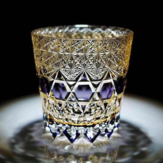 Vaso de Whiskey Edo Kiriko Pino y Grúa - Artesanía Japonesa - Image 10