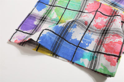 Camisa Manga Corta Tie Dye Cuadros para Hombre - Image 12
