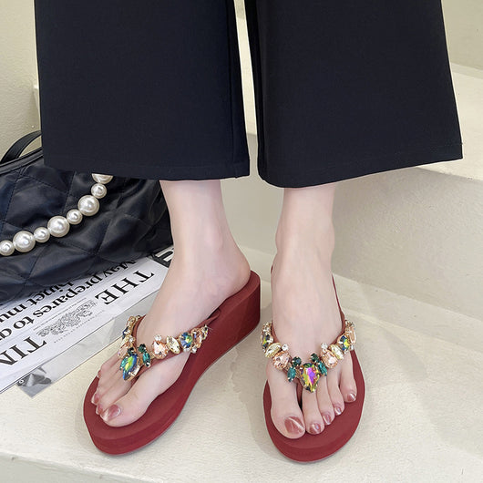 Chanclas de Moda para Mujer con Corazón de Cristal y Strass Suela Gruesa - Image 4